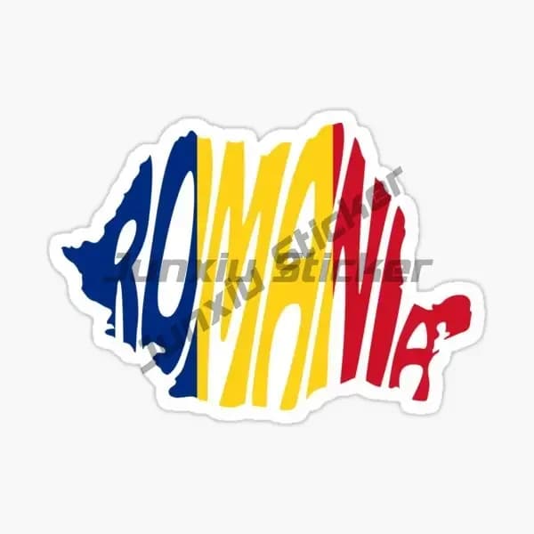 Adesivi con Bandiera e Stemma Nazionale della Romania, Decalcomanie in PVC per Furgoni, Biciclette, Pareti, Stanze, Tavoli, Caschi