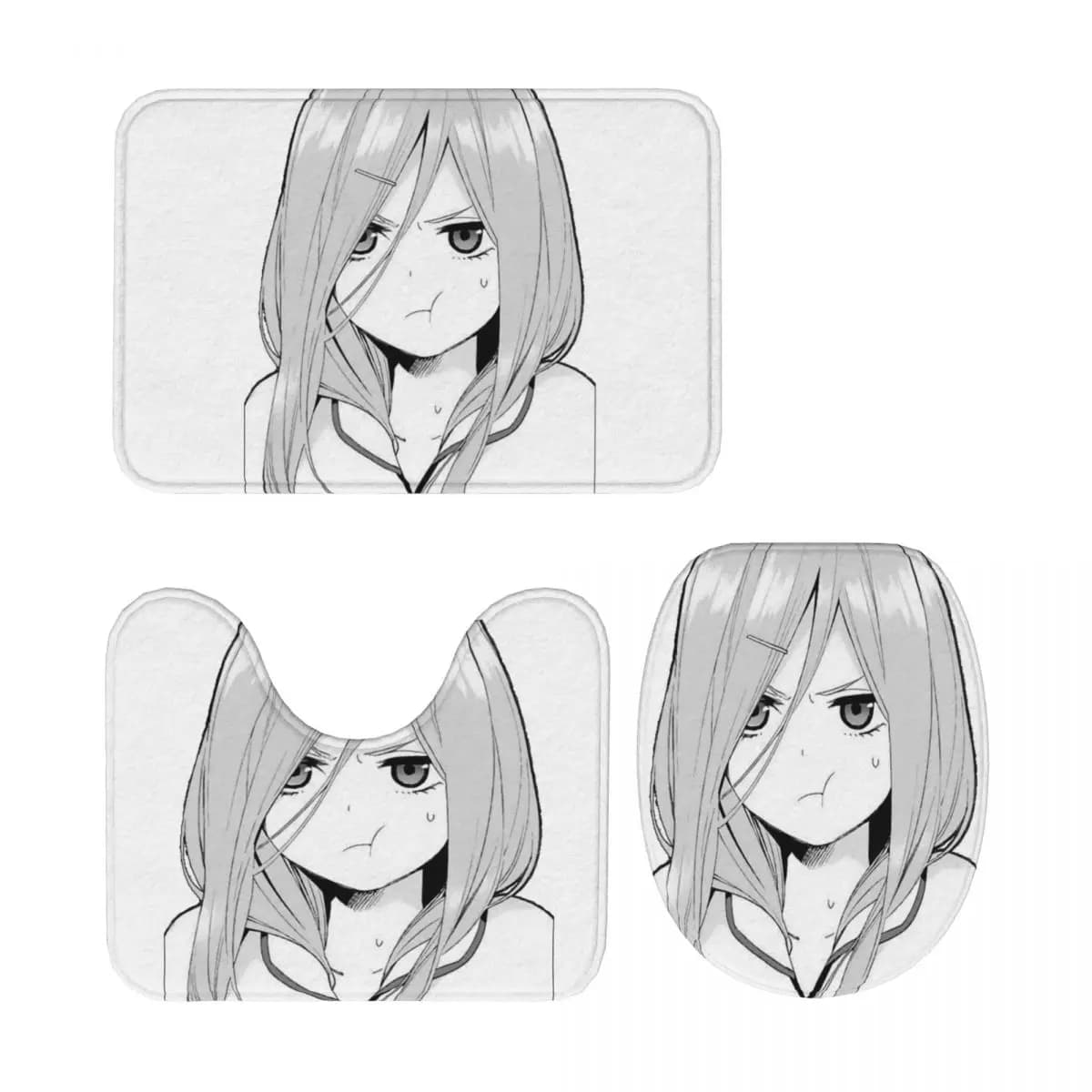 Miku Nakano Waifu 3 pezzi tappetino da bagno set da bagno copriwater decorazioni per la casa tappeto antiscivolo tappeto