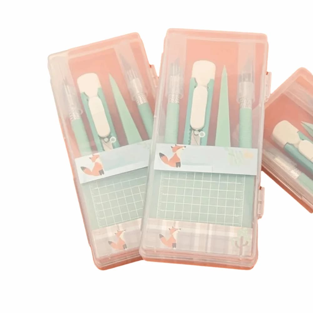 5pcs/Set DIY Scrapbook Tool Set Non-Slip Mats Tweezers Pens Art Cutting Tools Kit Paper Crafting Carving Craft Paper Pen