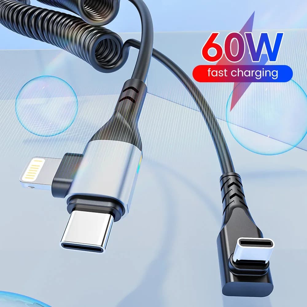 Cavo dati di ricarica rapida PD 60W tipo-c a tipo-c 2 in 1 Crod USB C per cavo di ricarica rapido per auto Huawei IPhone15