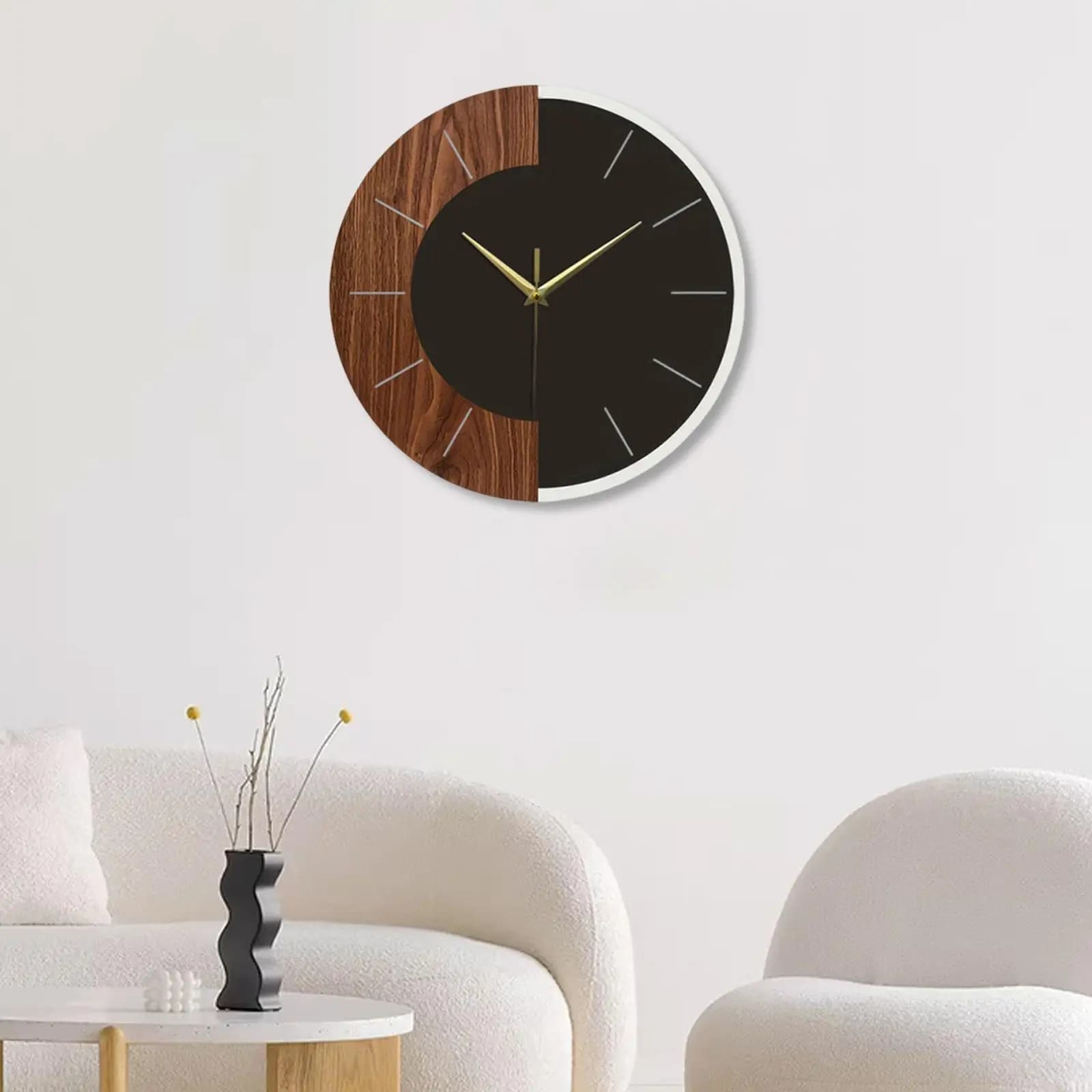 Creative Decorative Wall Clock in Wood and Acrylic Round Large Sizes for Home, Office, Bedroom