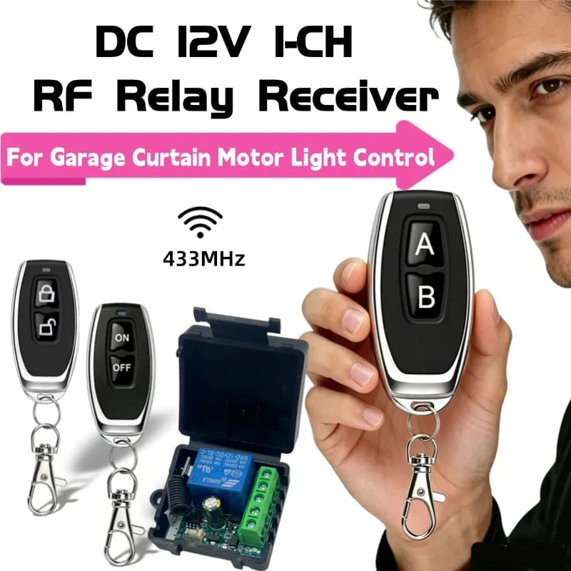 433Mhz Remote Control Wireless Switch DC 12V 24V 1CH RF 10A Relay Receiver and 2CH Transmitter For Door Electromagnetic Lock