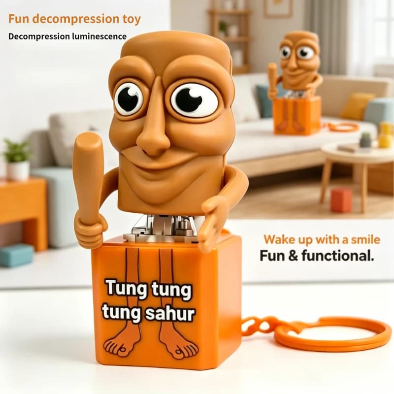 New Tung Sahur Keychain Wooden Stick Man Button Keychain Luminous Pendant Anime Peripheral Decor Decor Gift Toys