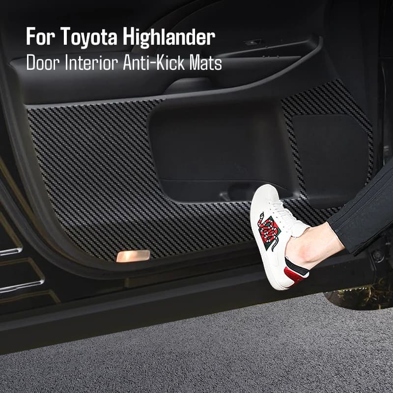 Adesivo di protezione Anti-calcio per portiera dell'auto in fibra di carbonio in pelle per accessori Toyota Highlander 2017 2018 2019 2020 2021