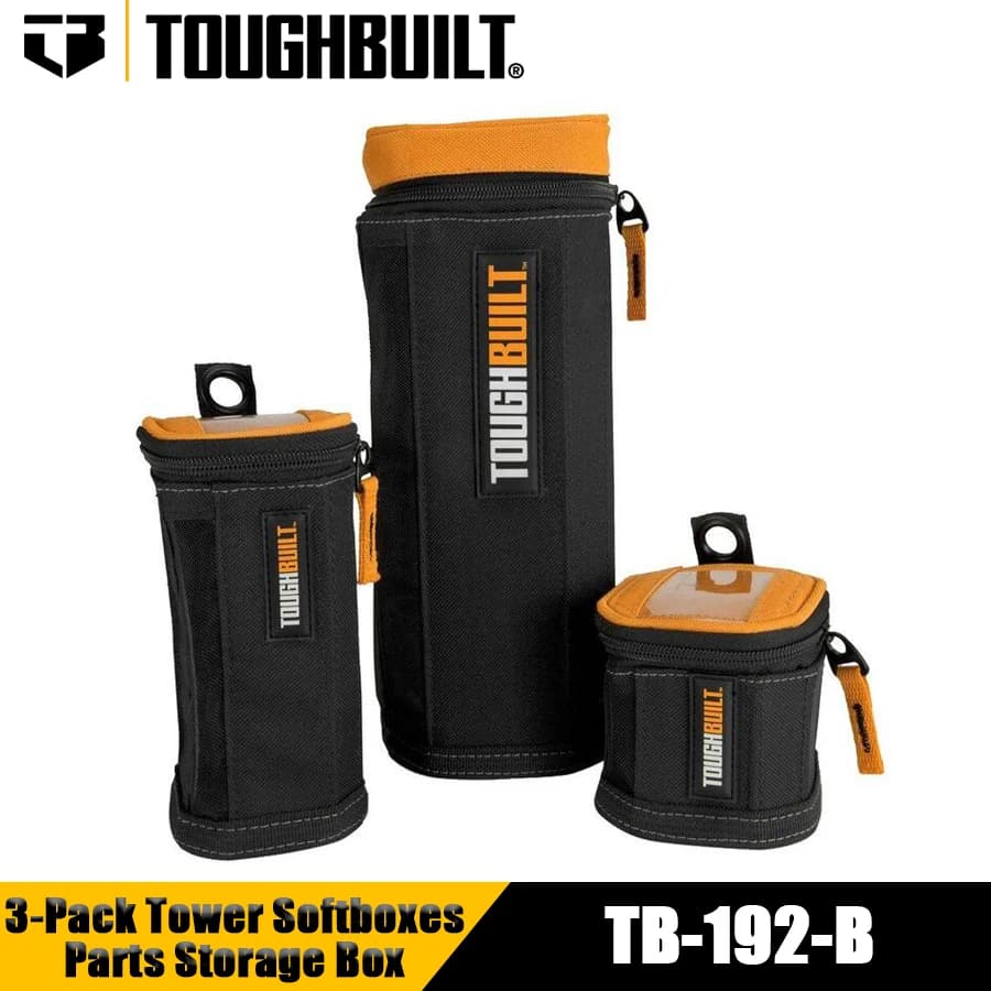TOUGHBUILT TB-192-B Set di 3 Softbox a Torre ™ Scatola portaoggetti per viti, borsa portautensili portatile (3 pezzi)