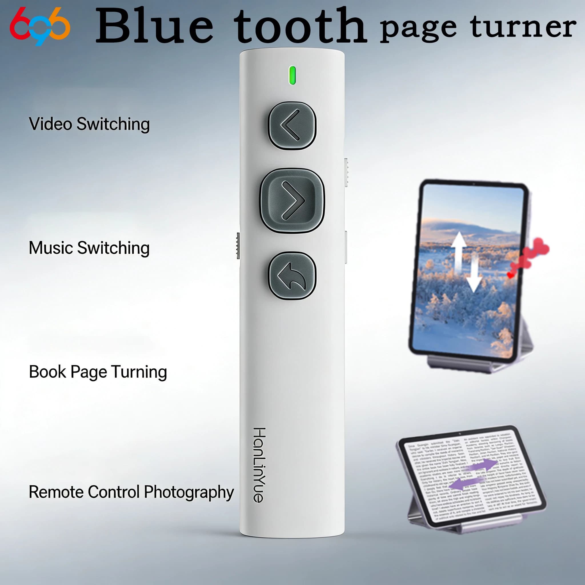 Nuovo Telecomando Bluetooth per Voltare Pagine, Cambiare Video e Musica, Cattura Foto per Lettori E-Book, Telefoni Cellulari e Tablet