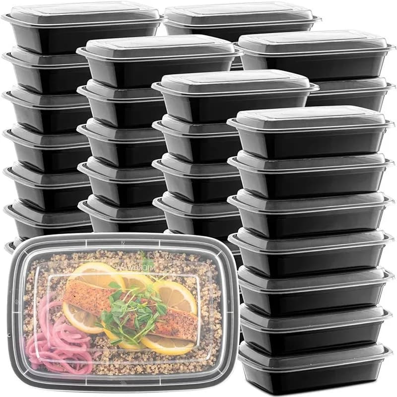 Contenitori per la preparazione dei pasti da 15 pezzi Contenitori per alimenti sicuri per microonde con coperchi Contenitore per il pranzo Bento in plastica impilabile usa e getta