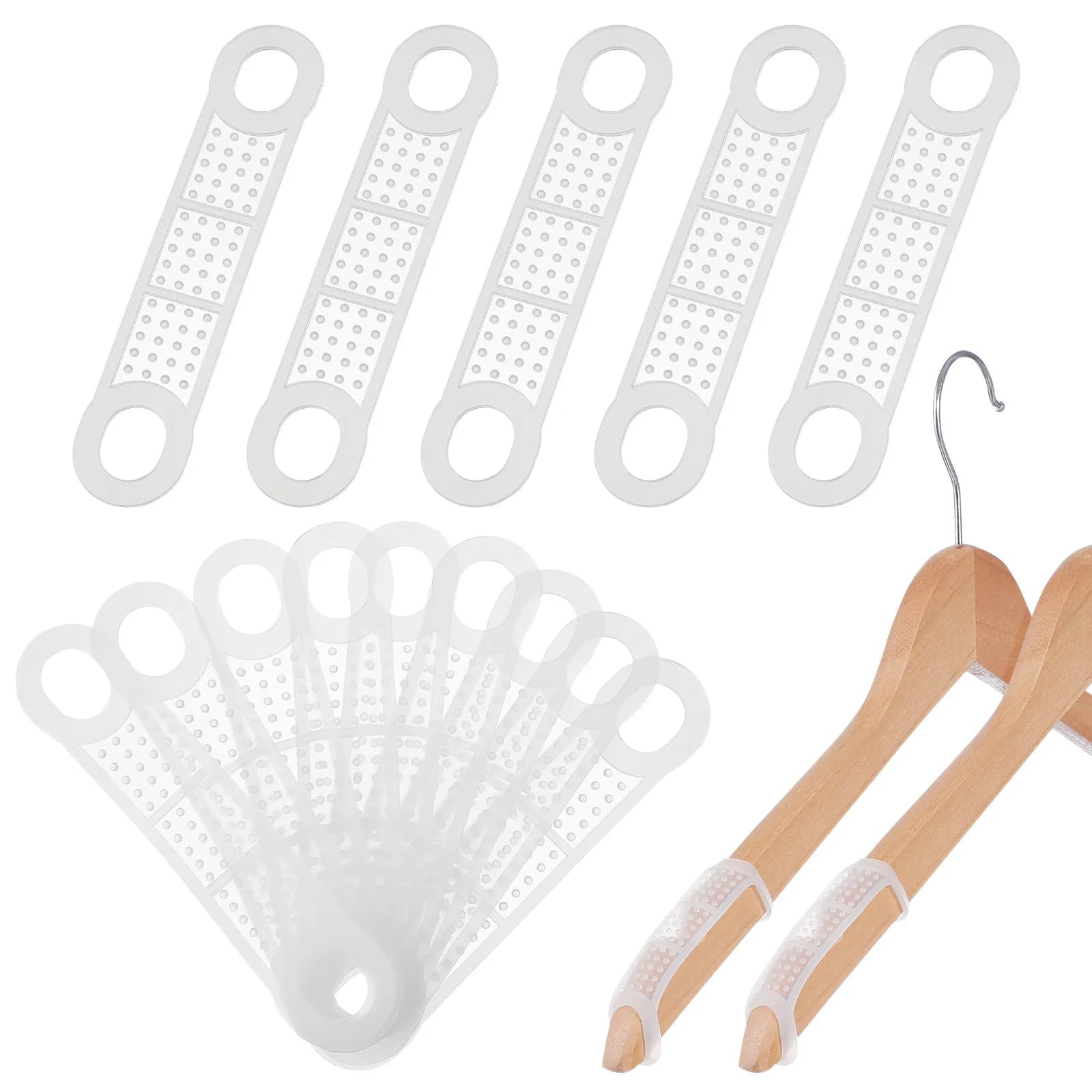 50 Pezzi Strisce Antiscivolo per Appendiabiti in Silicone Trasparente, Nastro Adesivo Antiscivolo per Armadi, Accessori per Prevenire lo Scivolamento di Vestiti, Canotte e Cinghie per Abiti