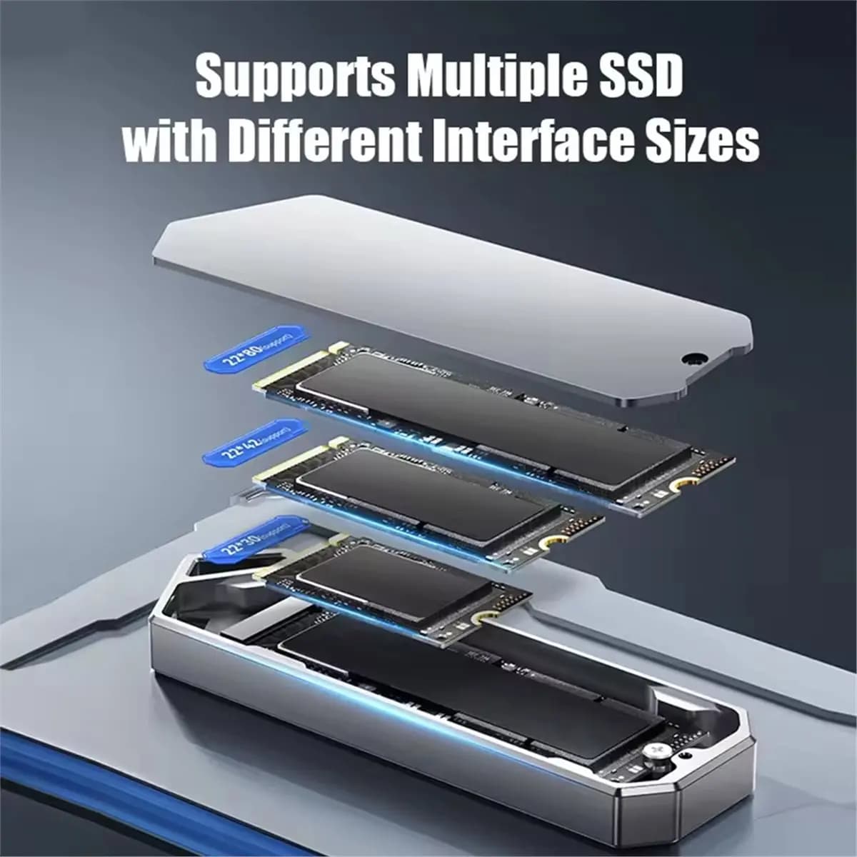 SWXF M.2 NVMe SSD Enclosure Adapter USB 3.2 Gen2 10Gbps USB-C Portable External Case Hard Drive Enclosure for PC Laptop