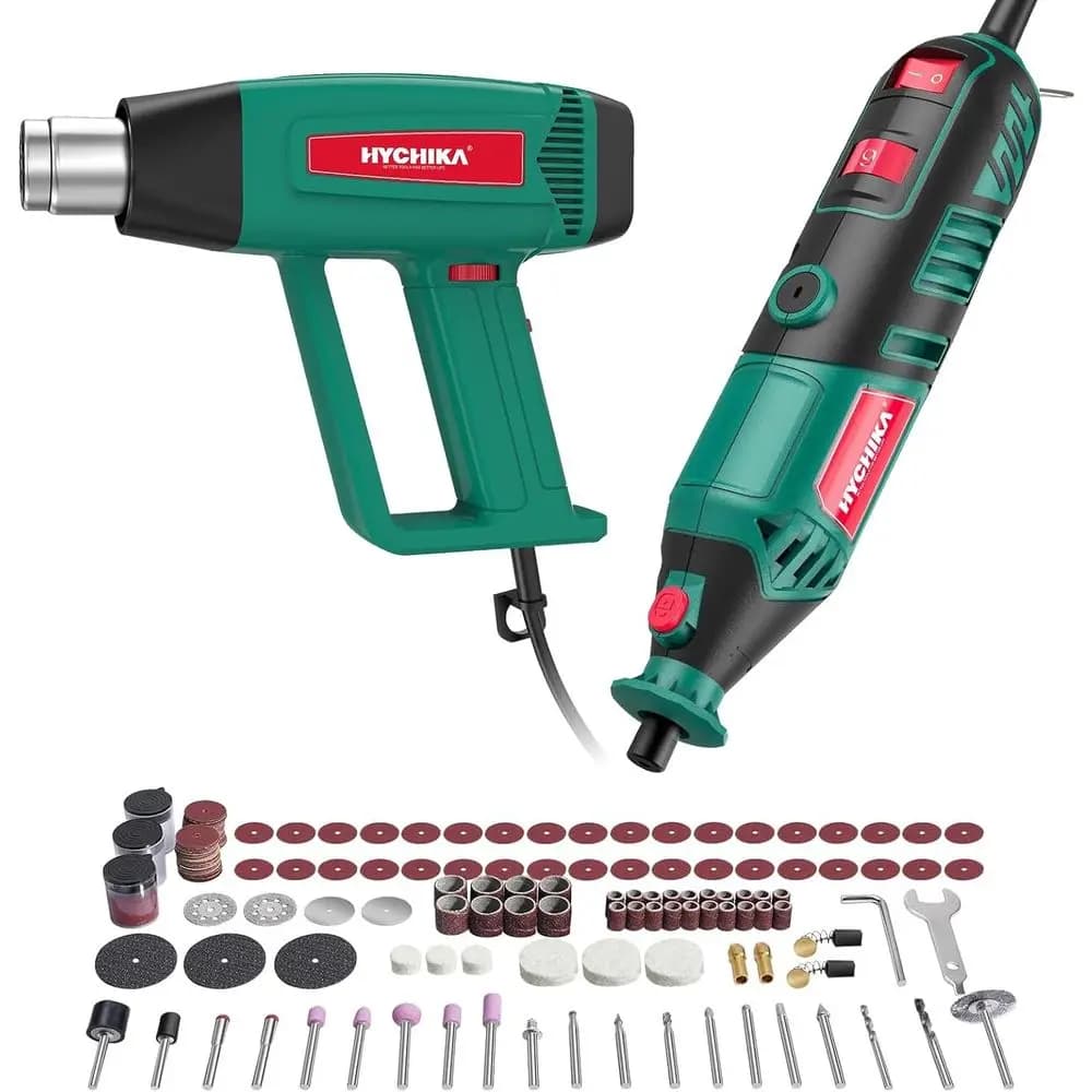 Utensile Rotante Variabile 180W con Kit di 173 Accessori, Pistola Termica con 6 Ugelli, Set Combo di 2 Utensili Elettrici