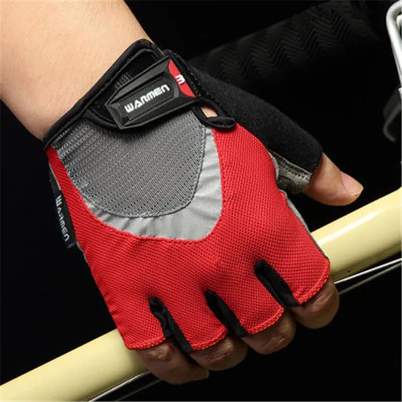 Guanti da ciclismo da uomo a mezze dita, estivi, traspiranti, antiscivolo, con assorbimento degli urti, riflettenti, per guida notturna, sportivi S018W