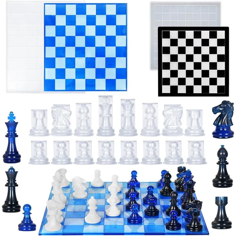 Chess Resin Silicone Mold, Crystal Drop Glue Diy Three-dimensional Chess Pieces, Chessboard Ornaments And Ornaments