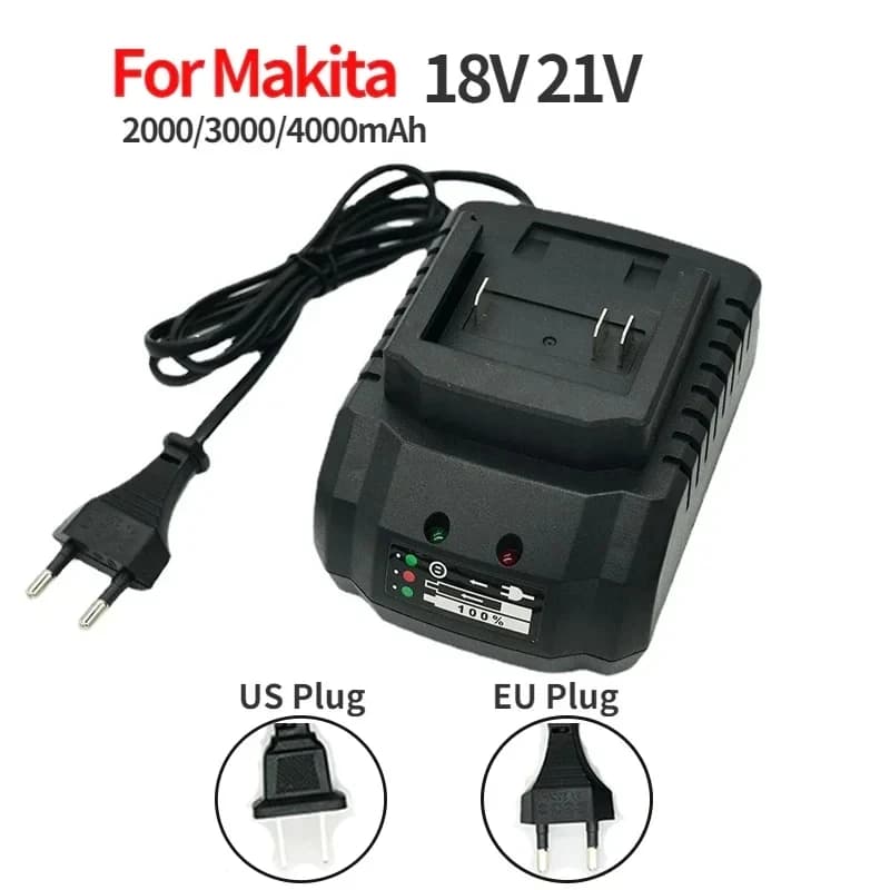Caricabatterie per batteria al litio modello Makita 18V 21V Applicare su trapano a batteria Smerigliatrice angolare Pistola a spruzzo Ventilatore elettrico Utensili elettrici