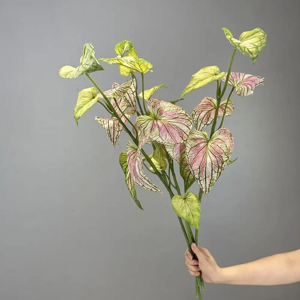 Tropical Artificial Plant, Anthurium Foil, Plastic Palm Plant, Realistic Artificial Green Leaves, 3D Printed Fin Plant