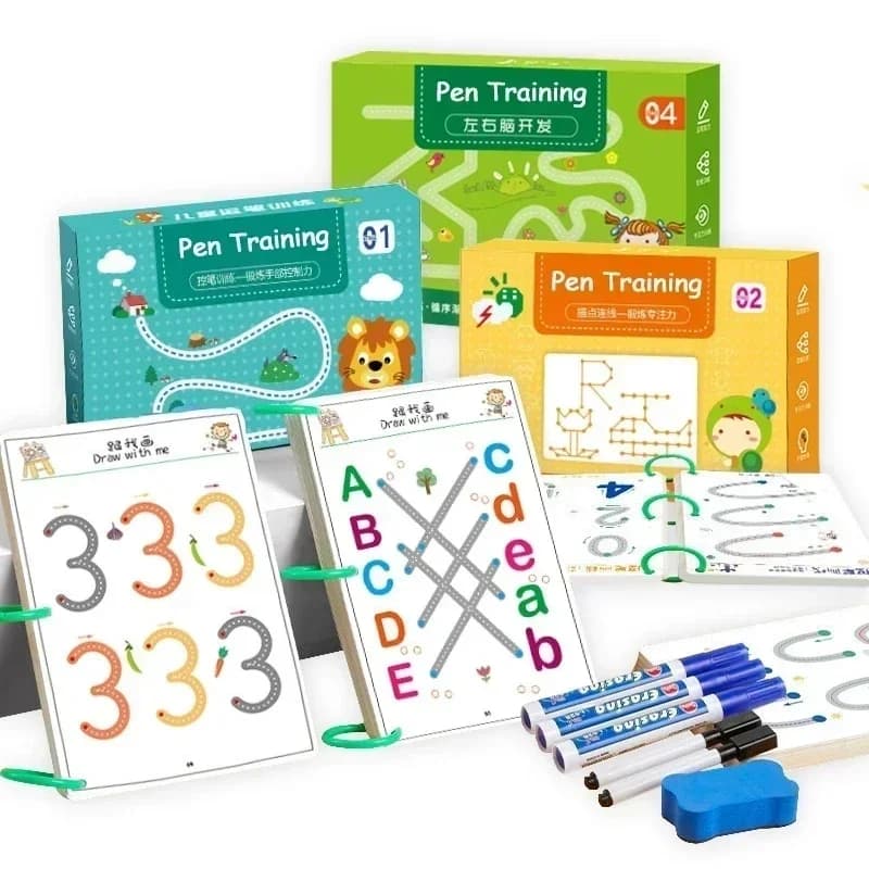Magical Tracing cartella di lavoro Montessori Child Drawing Tablet Pen Control Training Color Shape Math Match Game Set apprendimento del bambino