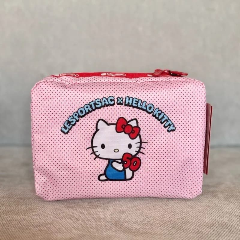 Borsa da Toilette Kawaii Sanrio HelloKitty Edizione Limitata 50° Anniversario, Pochette da Viaggio, Stile Anime Cartoon, Regalo