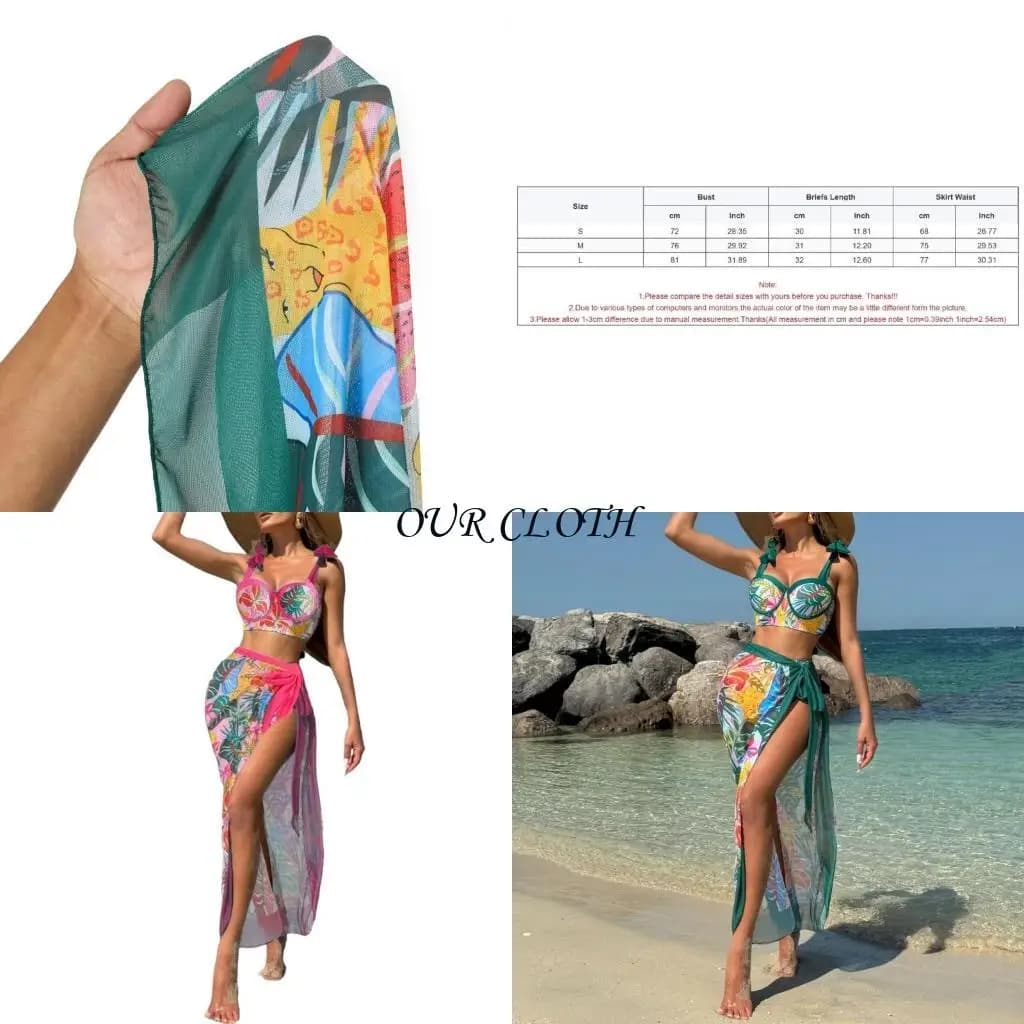 Donne da 3 pezzi da bagno a nuoto floreale da bagno da bagno da bagno da bagno per abbigliamento da spiaggia y1ac