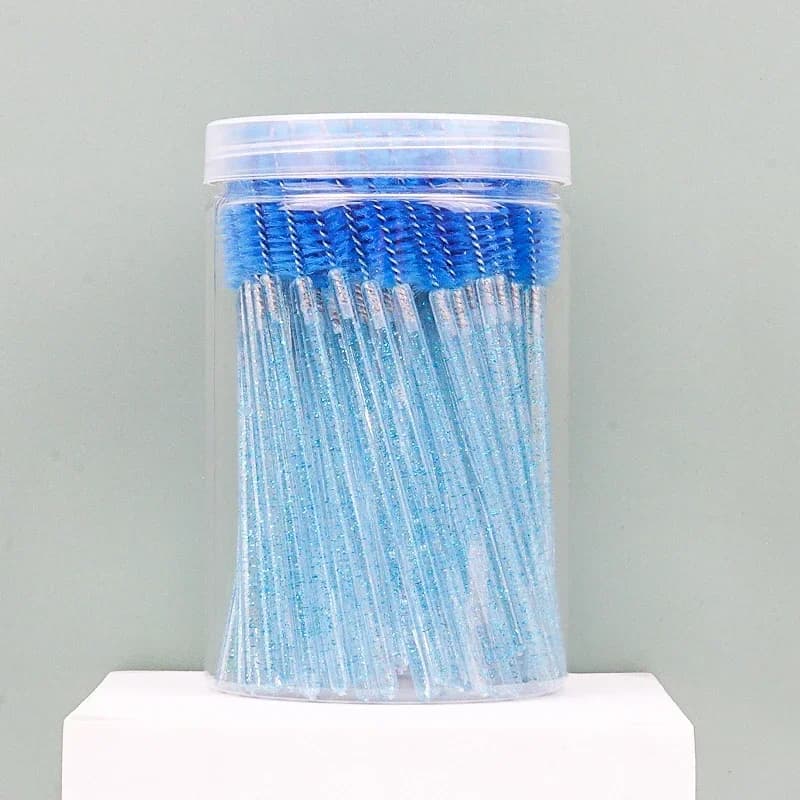 100 pcs. Disposable Brushes for Mascara with Barilotto Shape Crystal Handle, for Extension Eyelashes and Eyebrows, Cosmetic Tools for Make Eyes