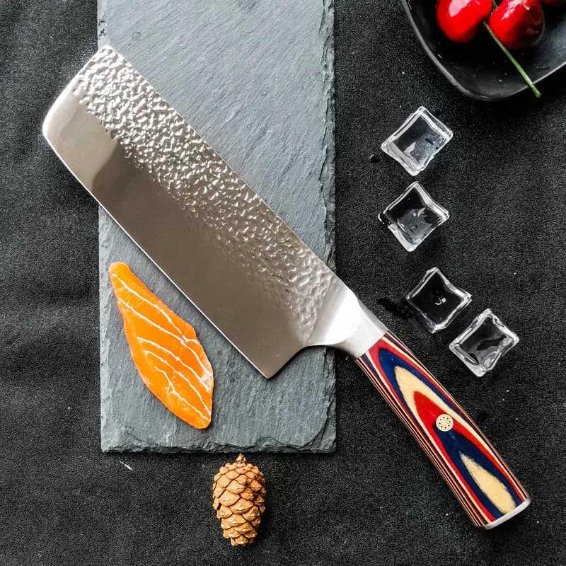 TJ POP forged hammer model 7 inch Nakiri knife 1.4116 German steel handle Pakkawood sharp Japanese slicer kitchen knife Chef