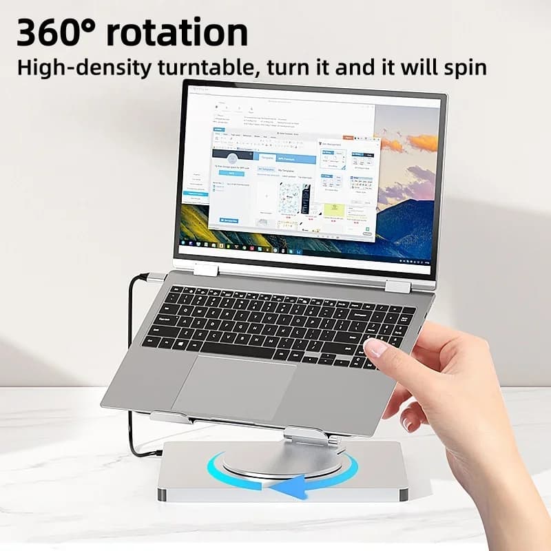Rotatable Foldable Type-C Laptop Stand Hub with Gigabit Ethernet