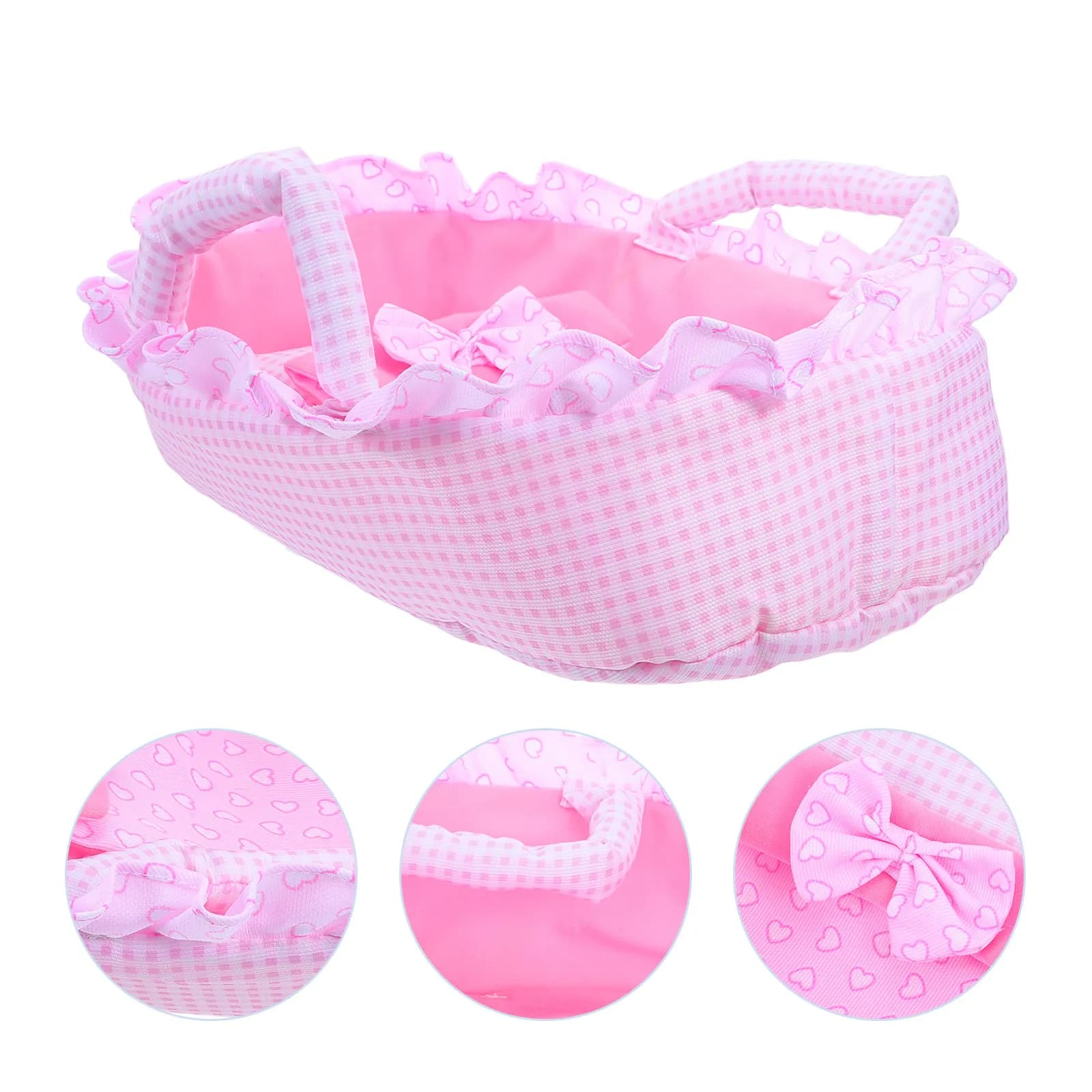 Culla per Bambole da 35 cm, Cesta Portatile per Bambole Reborn, Mini Culla Giocattolo per Casa delle Bambole, Arredamento e Biancheria per Lettino