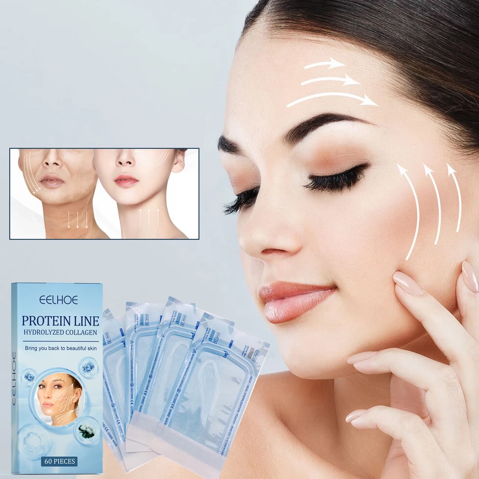 60 No needle Protein Line Silk Fiber Line Essence Collagen Wire Face Lift Anti Aging Hyaluronic Strength Skin Care