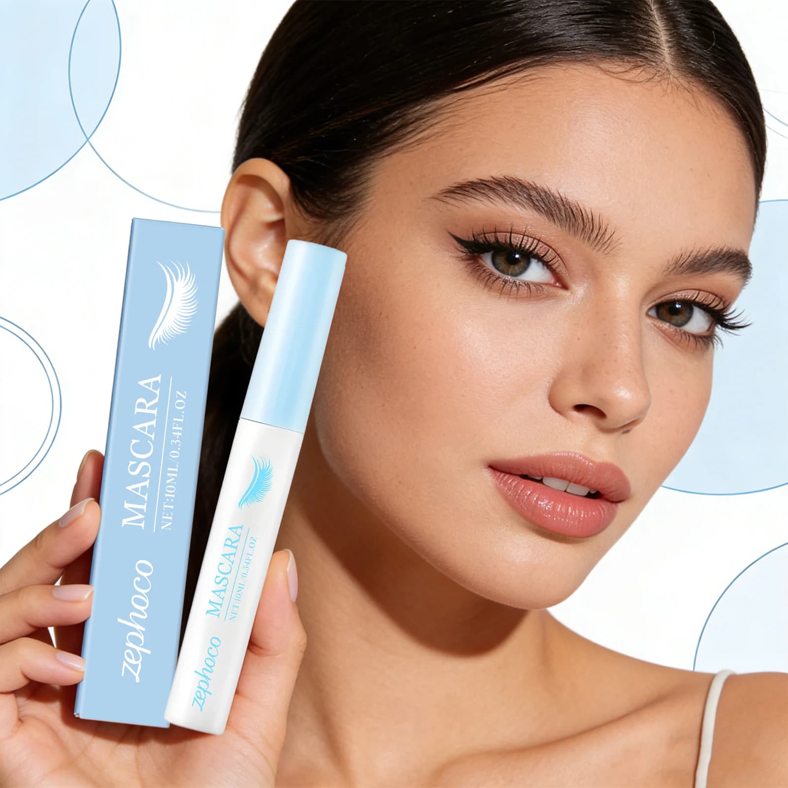 Mascara Incurvante Allunga e Volumizza, Natural Mascara for Extension Eyelashes, Non Sbava, Illumina gli Occhi, Makeup
