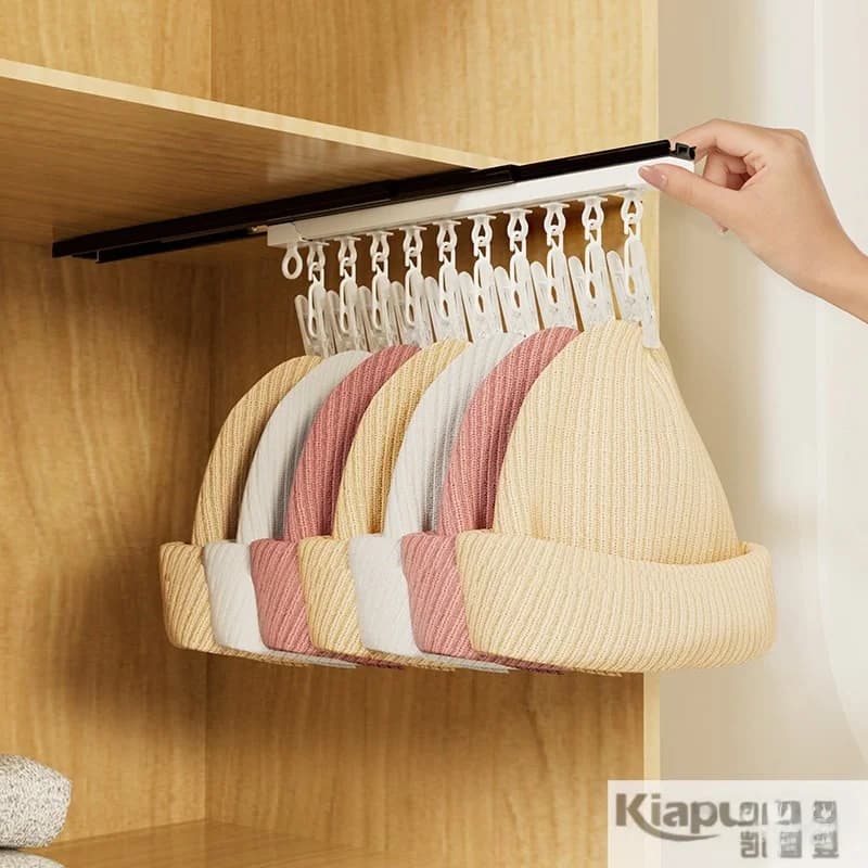 Punch-Free Expandable Track Hook Clip Baby Socks Hats Storage Home Top Mount Pull-Out Hat Clip Hat Storage Organizer