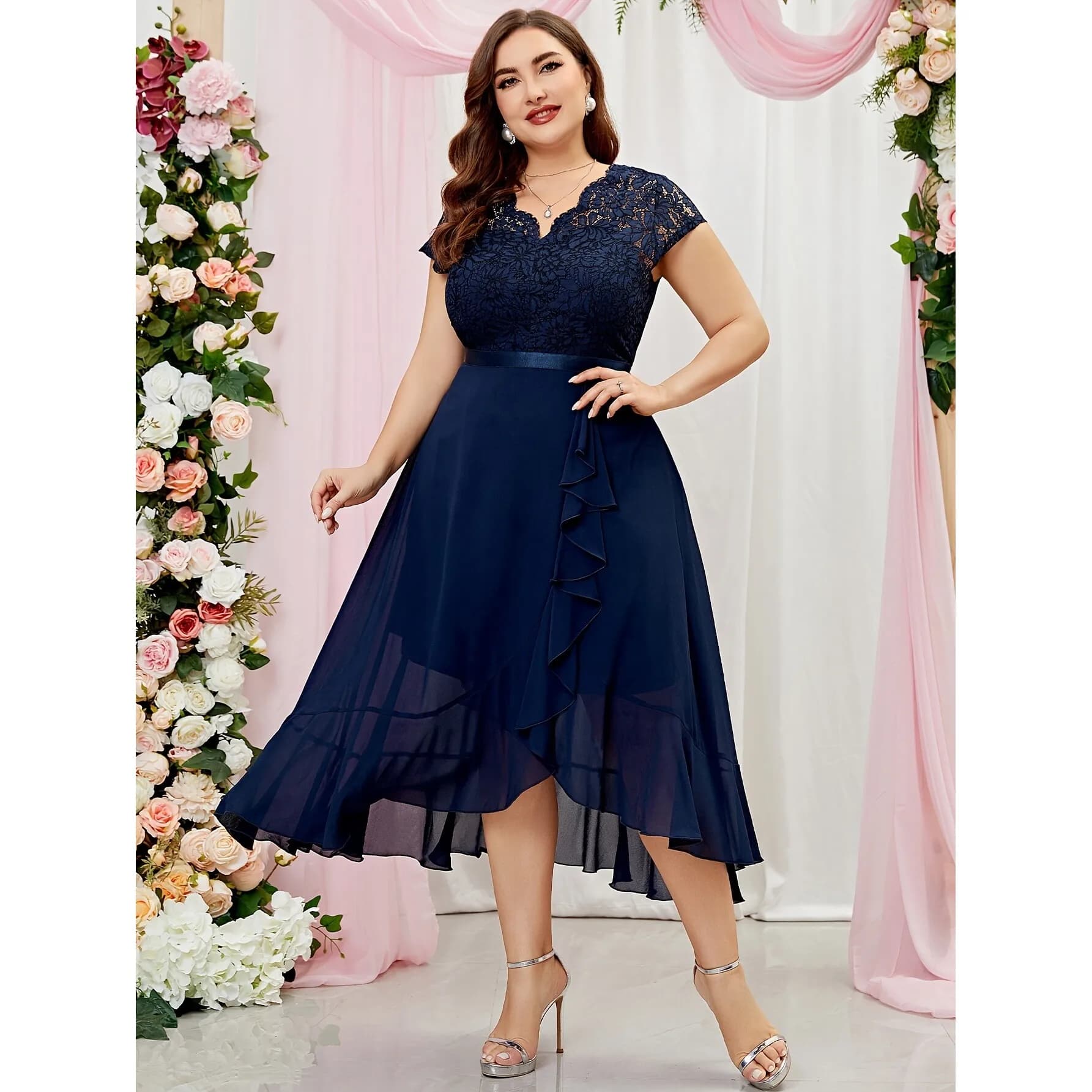 Lace Evening Gown Women's Elegant Dress Seven Sleeve Long Skirt Style Other Style Neutral Other Material 100% Spring 2026
