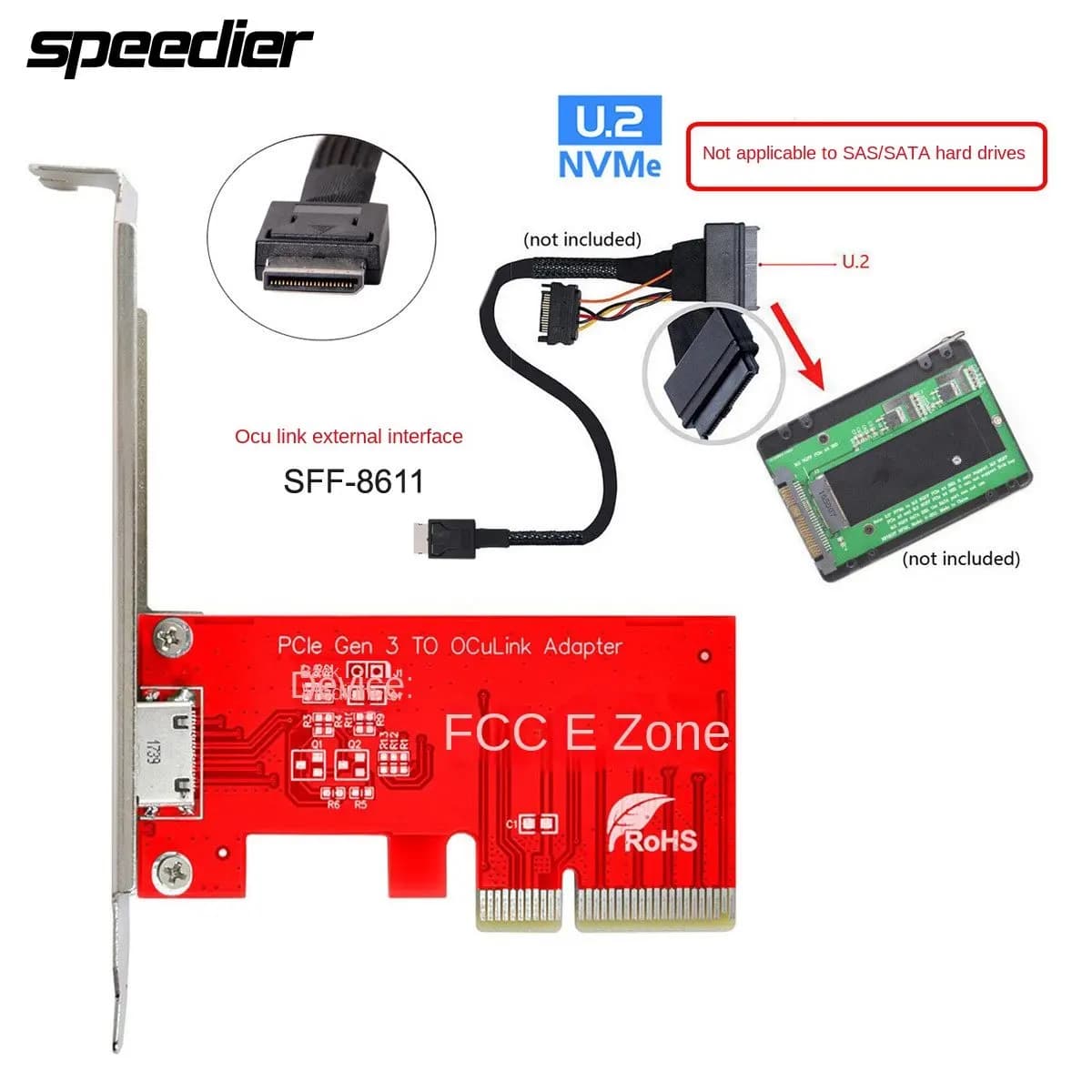 Pci-e 3.0 Express 4.0 X4 a Oculink adattatore Host esterno SFF-8612 SFF-8611 per SSD PCIe con staffa