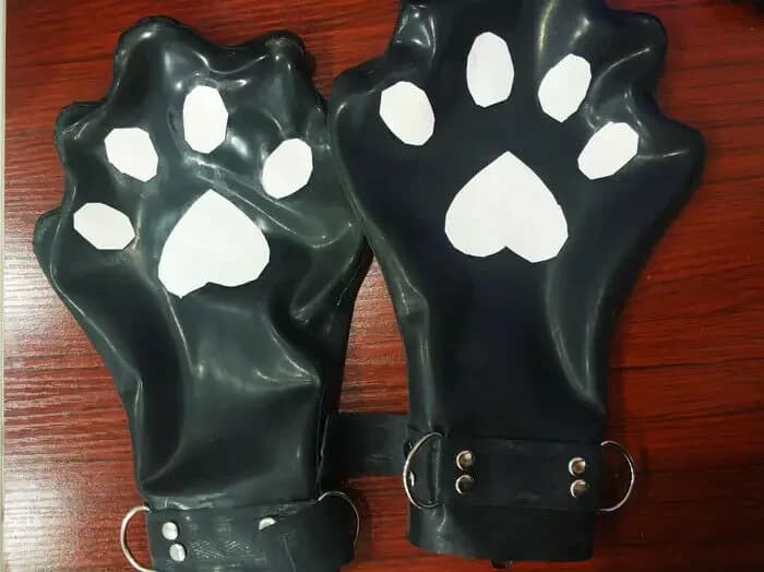 Lattice Gummi Handschuhe Cosplay Katzenpfote Schwarz Guanti Dito Verbinden