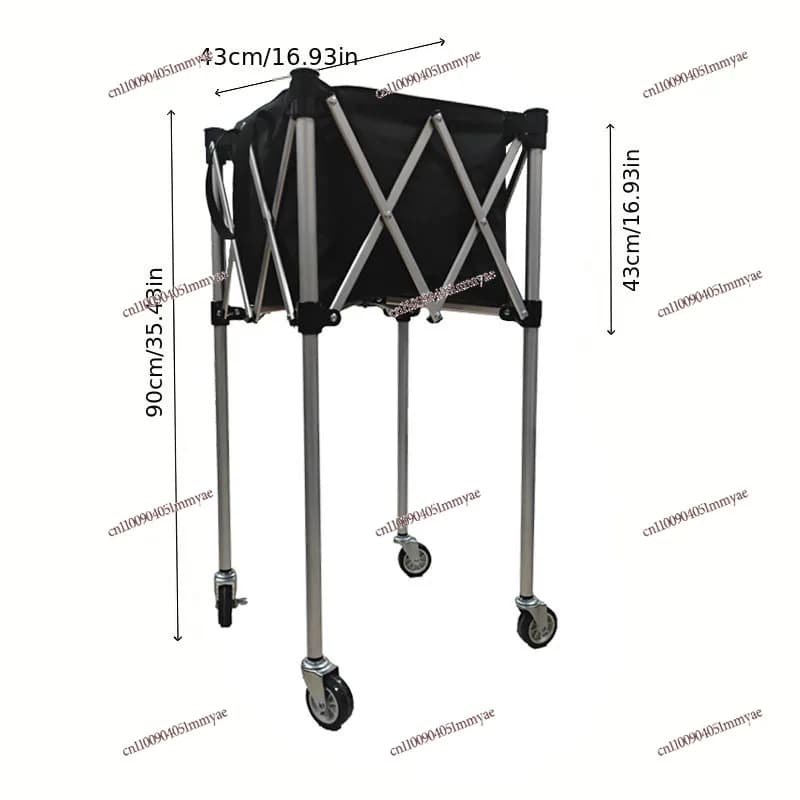 Carrello portaoggetti da tennis Carrello da ping pong Carrello di raccolta Telaio per palline Carrello pieghevole in lega di alluminio Pieghevole portatile