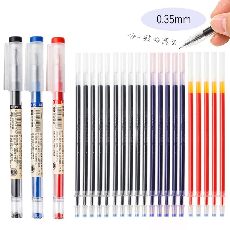 6-25Pcs Gel Pen Set Neutral Pen Smooth Writing&Fastdry Ballpoint Pen 0.35mm Black/blue/red Replacable Refill School Stationery