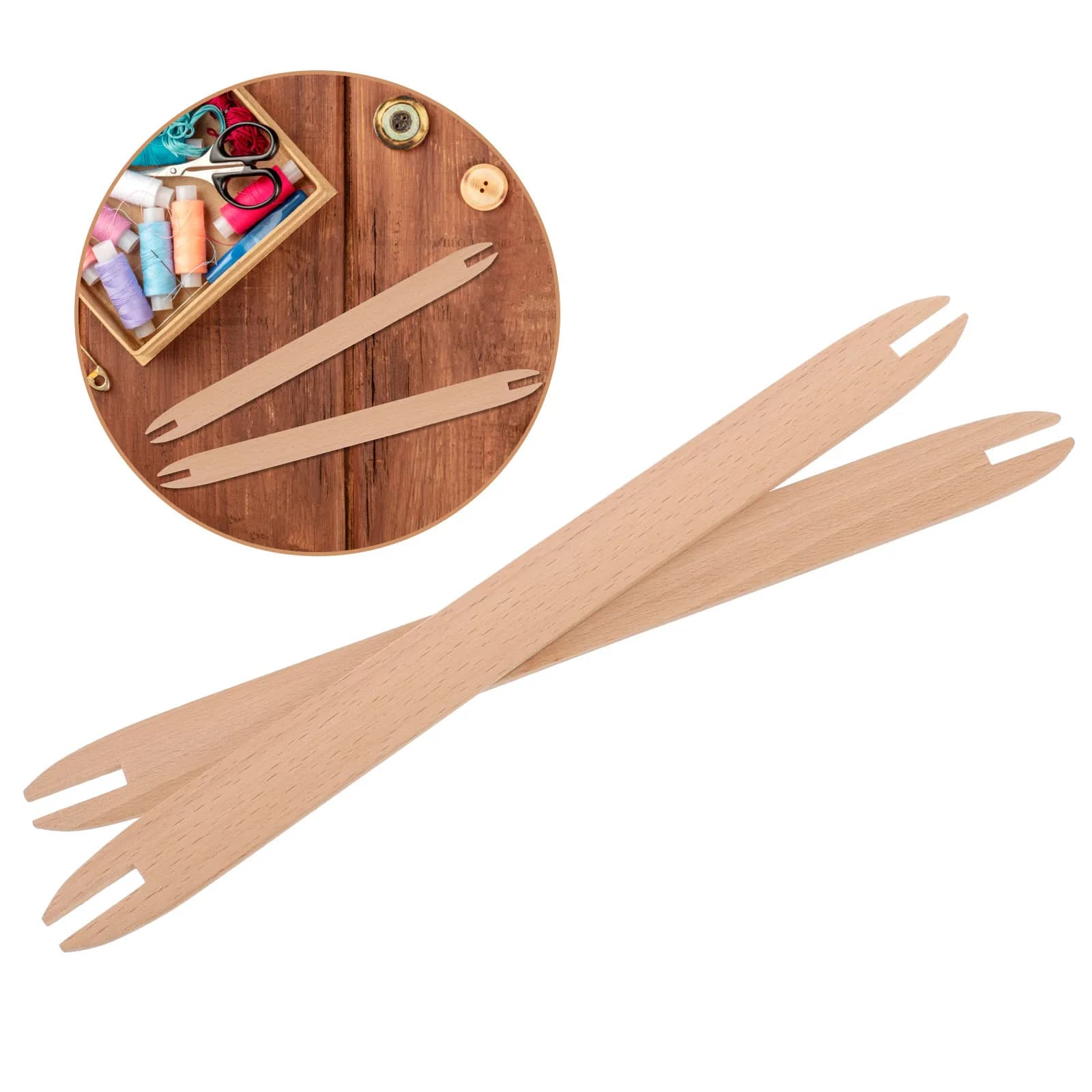 Kit di 2 Utensili in Legno per Tessitura, Strumenti per Lavori a Maglia, Progetti Fai-da-Te di Uncinetto, Artigianato Ecologico