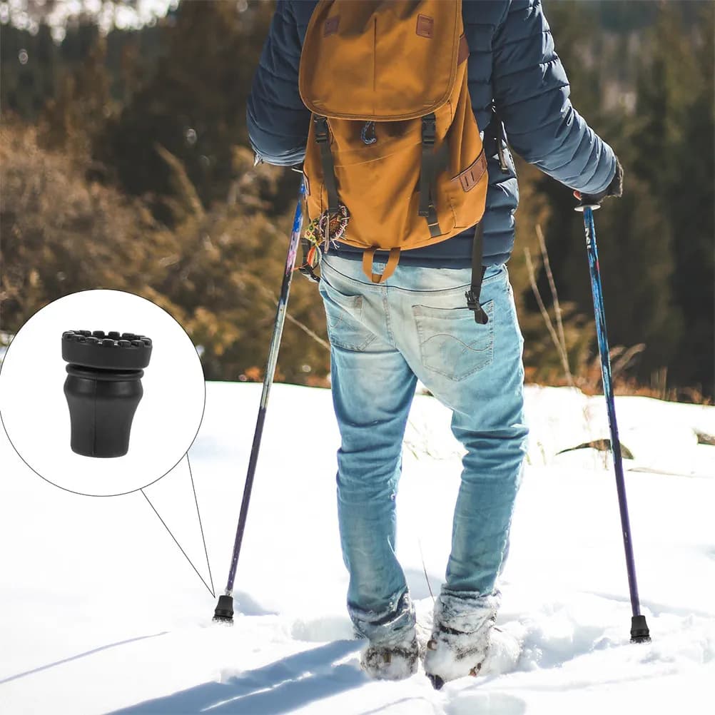 4 Pezzi Punte di Ricambio per Bastoni da Trekking in Gomma Premium Antiscivolo per Superfici Bagnate