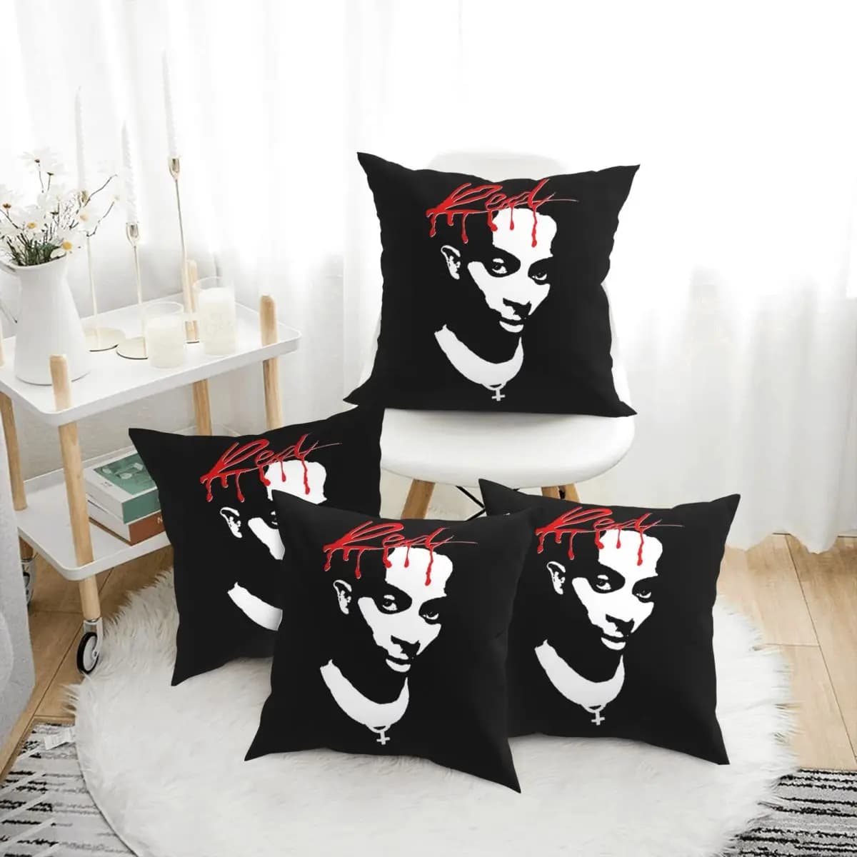 Playboi Carti Whole Lotta Red Album Cover 4 pezzi Federa quadrata Fodera per cuscino Cuscino con cerniera Comfort Cuscino per divano di casa