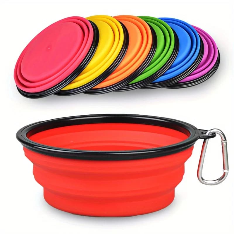 Portable Foldable Silicone Dog Travel Bowl with Bowl Lip, Pet Food Water Feeding Bowl for Outdoor Walking