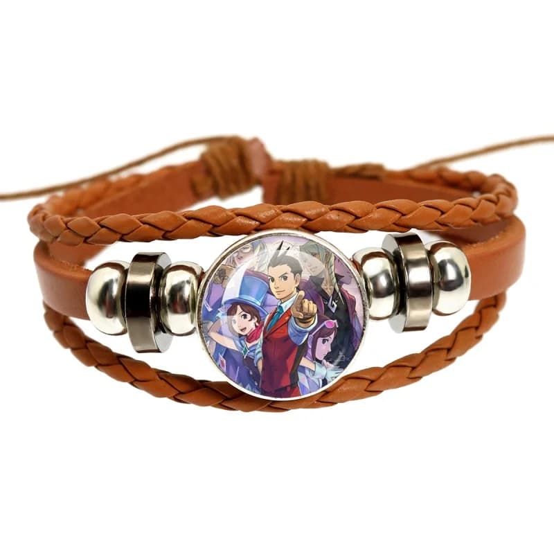 Nuovi Braccialetti Intrecciati Marroni da 18mm Fatti a Mano, Spille Ace-Attorney con Personaggi Phoenix Wright, Maya Fey, Accessori di Gioielleria