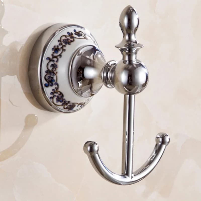 Gancio per accappatoio creativo Ottone ceramica cromato Gancio per vestiti da bagno Gancio per asciugamani da parete Chiave speciale Cappello Appendiabiti per borsa Appendiabiti per bagno