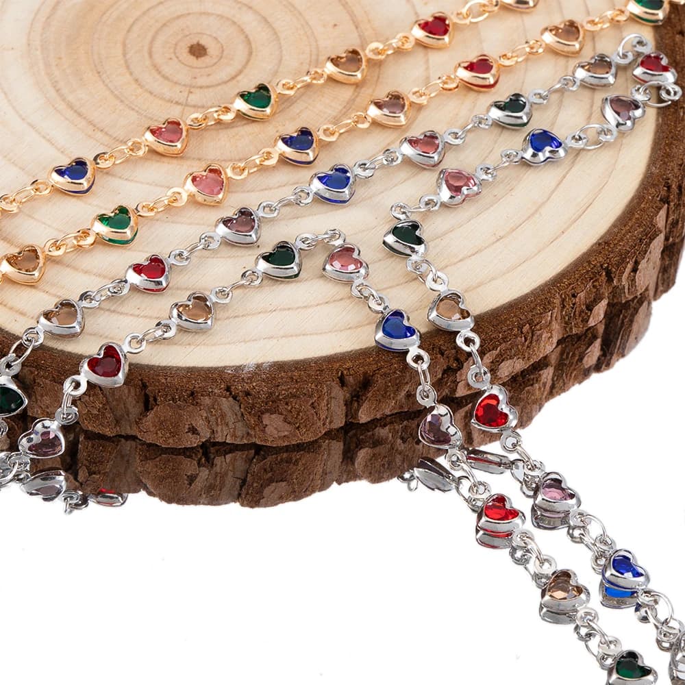 1 metro di smalto dolce cuore colorato perline rotonde catena di rame per collane fai da te bracciali orecchini creazione di gioielli accessorio