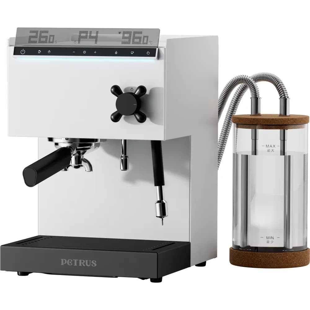 Macchina per Espresso a Vapore Regolabile a 4 Livelli - Doppia Pompa con 3 Termoblocchi, Serbatoio in Vetro da 1,8L e Monitor LED