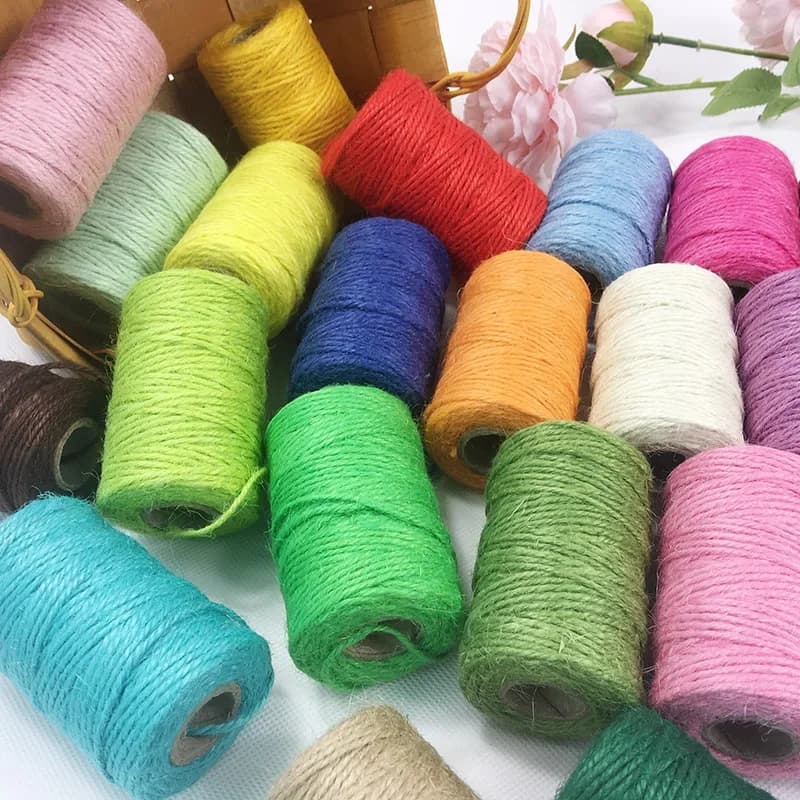 100 M/Rotolo Spago di Iuta Colorato Tela Naturale Cavo di Iuta Corda di Canapa Stringa di Iuta per Opere D'arte FAI DA TE Immagine Display Confezione Regalo