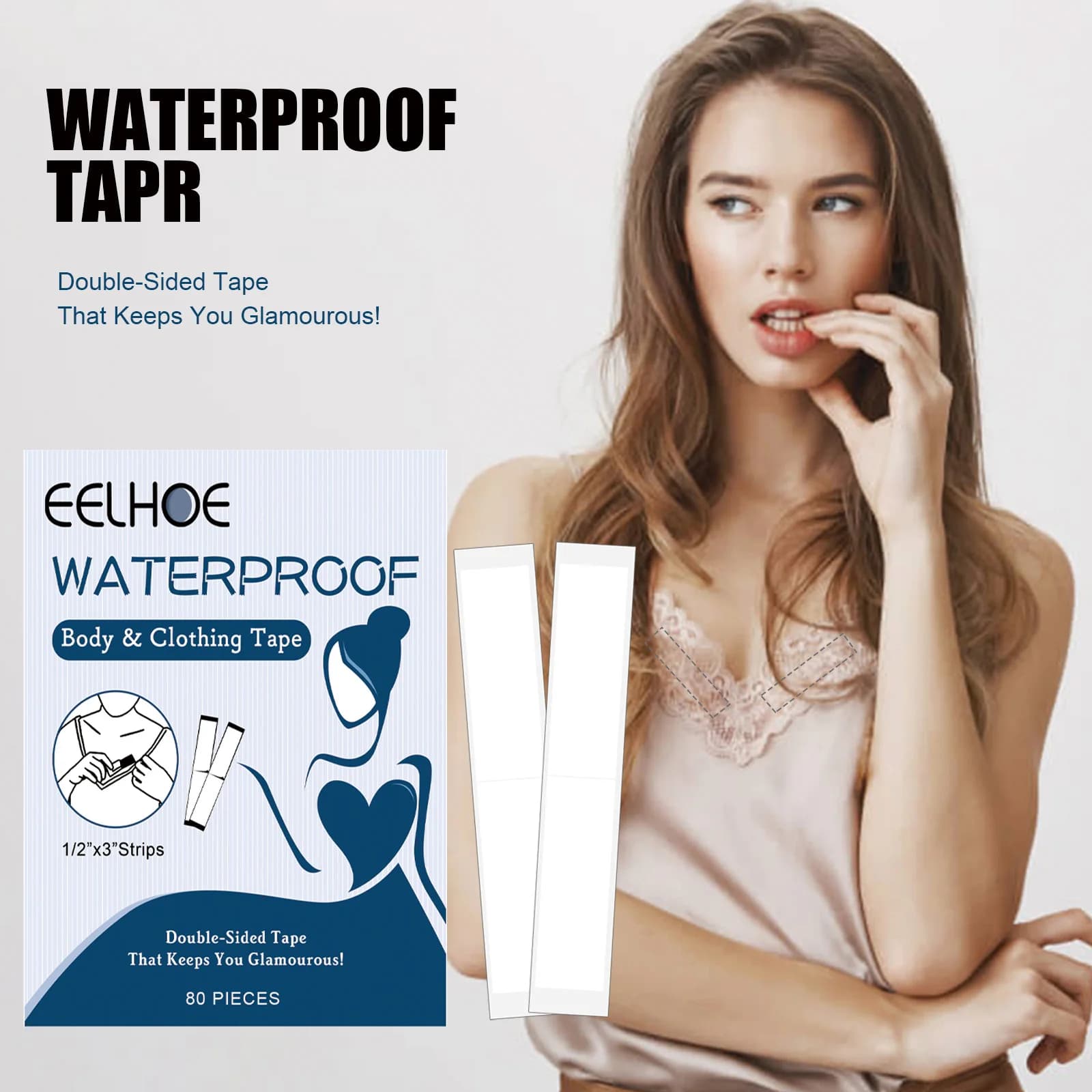 Invisible Anti-Slip Tape - Double-Sided Adhesive for Camisole Dress, Secures Neckline & Straps, Anti-Exposure