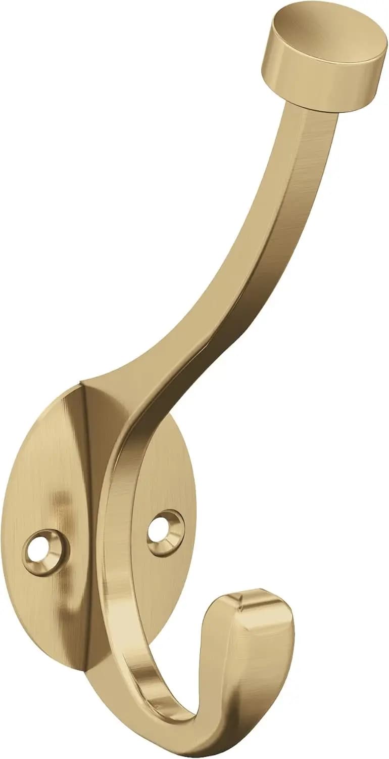 Wall Decorative Hook Double Toe Champagne Champagne for Coats, Hats, Backpacks, Bathroom, Bedroom, Wardrobe
