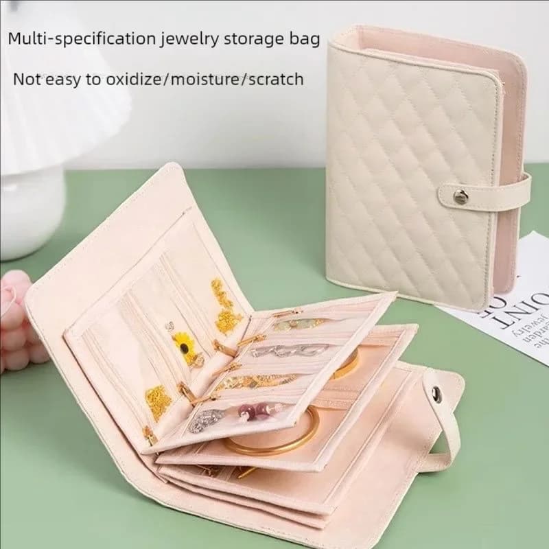 Borsa portaoggetti portatile per gioielli da viaggio, organizer, accessori dorati, supporto antiossidante per bracciali, orecchini, collane, anelli