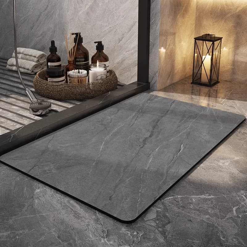 Tappeto da Bagno Decorativo, Assorbente, Effetto Marmo, Antiscivolo, per WC e Ingresso