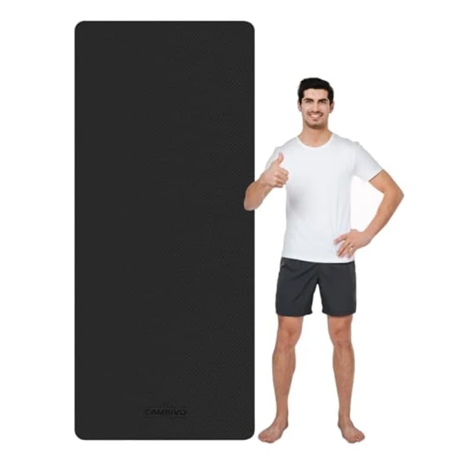 CAMBIVO Extra Largo Yoga Mat for Women and Men 183cm x 213cm in Black Non-slip TPE for Yoga, Pilates and Fitness