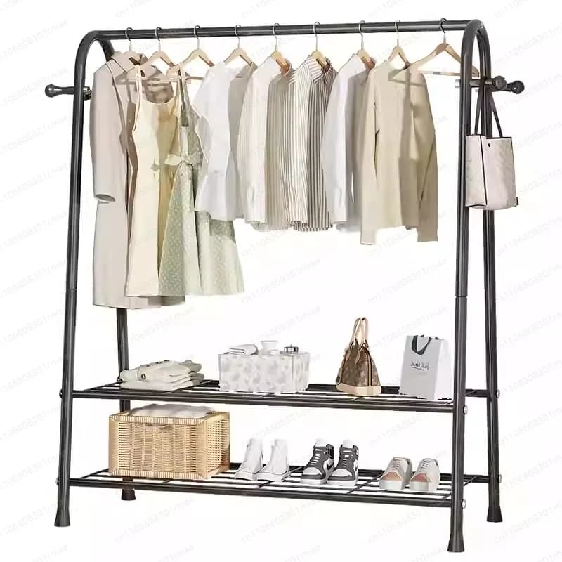 Floor hanger for Bedroom, Nordic Style, Armadio System, Hanger with Hooks, Storage shelf, Organizer for Headboard