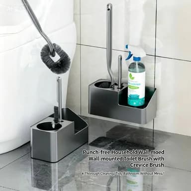 Set di spazzole per WC a manico lungo da parete, spazzola per WC da dormitorio, spazzola per bagno domestico, set di spazzole per fessure.