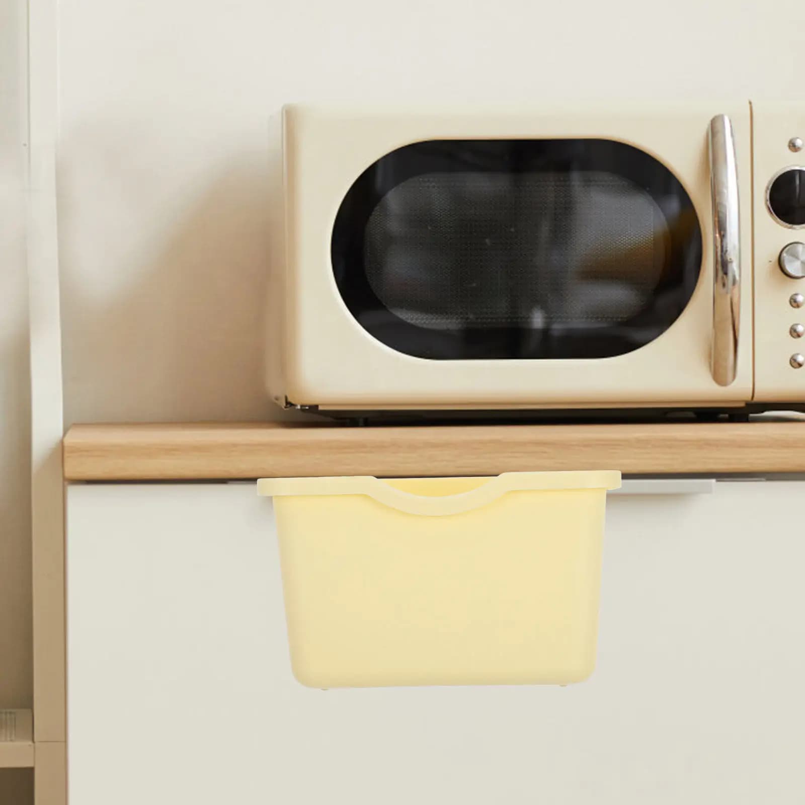 Small Wall Mount Trash Bin Light Yellow Hanging Kitchen Compost Bucket Indoor Cabinet Door Bathroom Bedroom Countertop Waste